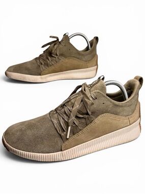 Sorel Waterproof Suede Sneakers Olive Green Womens 9.5 Outdoor